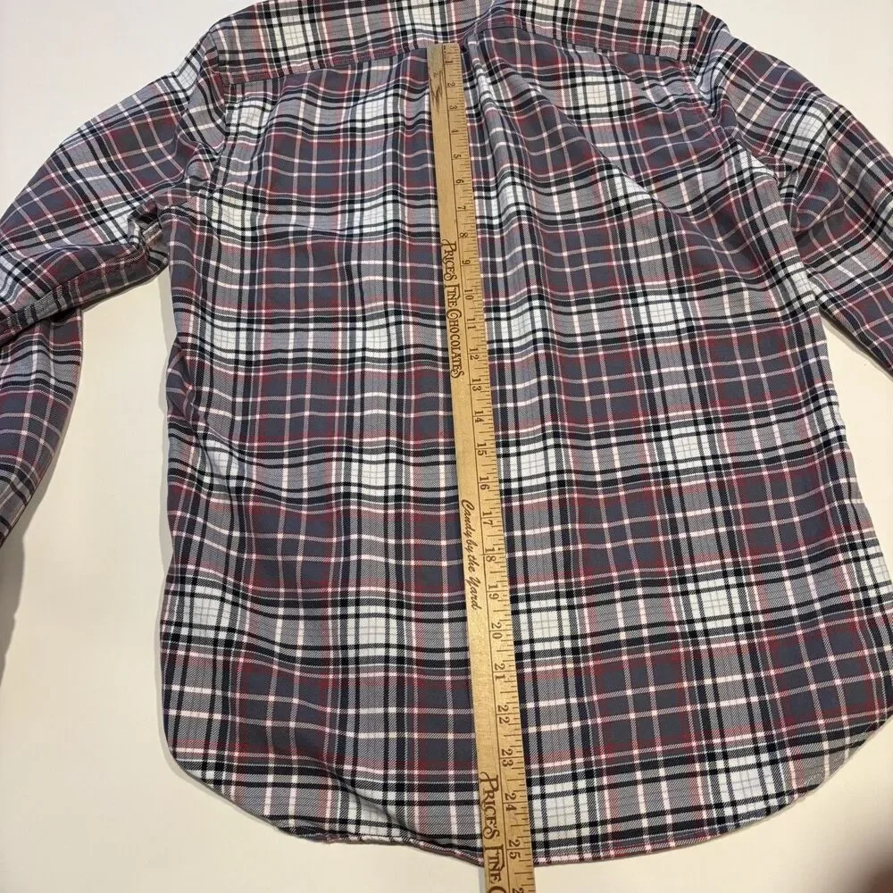 Tailored By J Crew Long Sleeve Button Up Mens Plaid 100% Cotton Small Classic